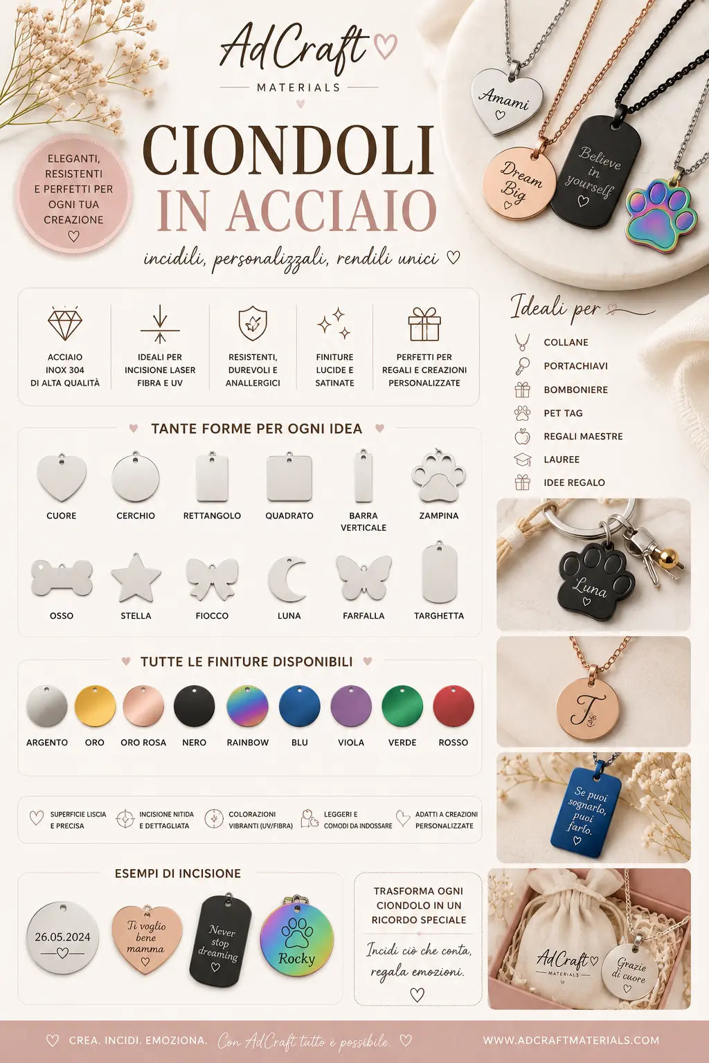 Ciondoli in Acciaio Incidibili – AdCraft Materials
