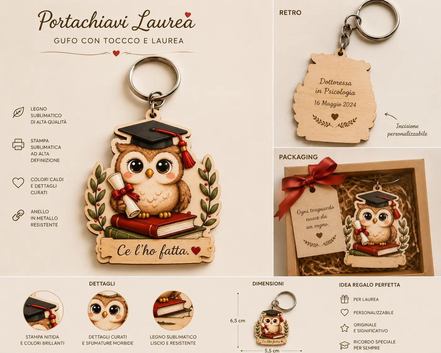 🎓 Portachiavi/Magnete Laurea Personalizzato – Bomboniera AdCraft