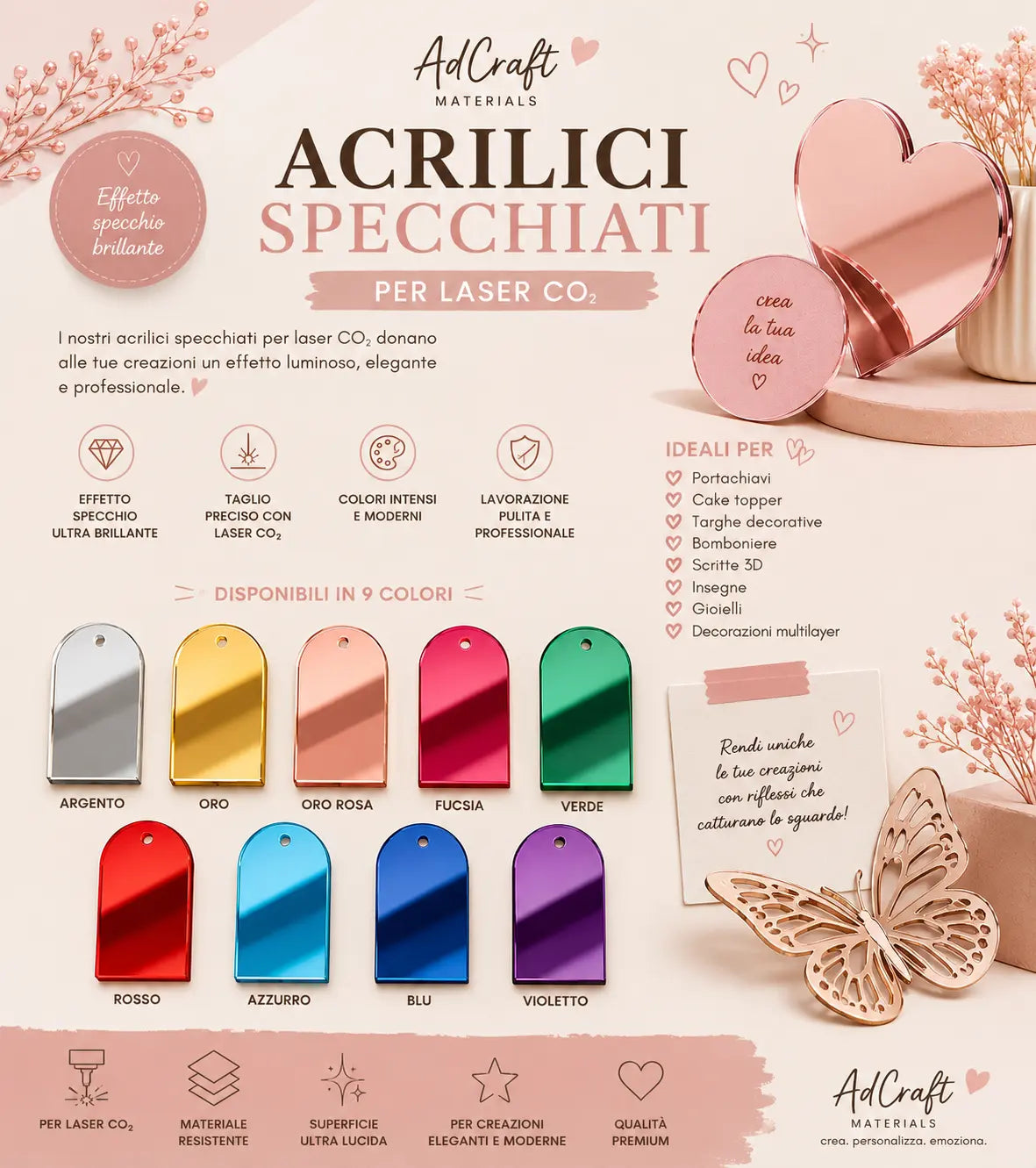 Acrilici Specchiati per Laser CO₂ – AdCraft Materials