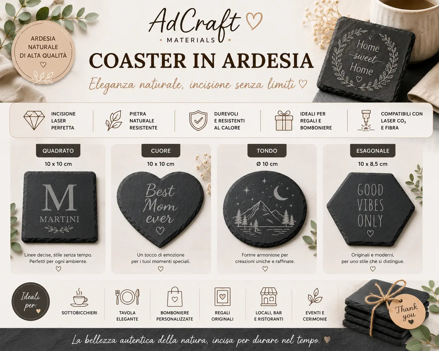 ✨ Coaster in Ardesia Naturale – AdCraft Materials