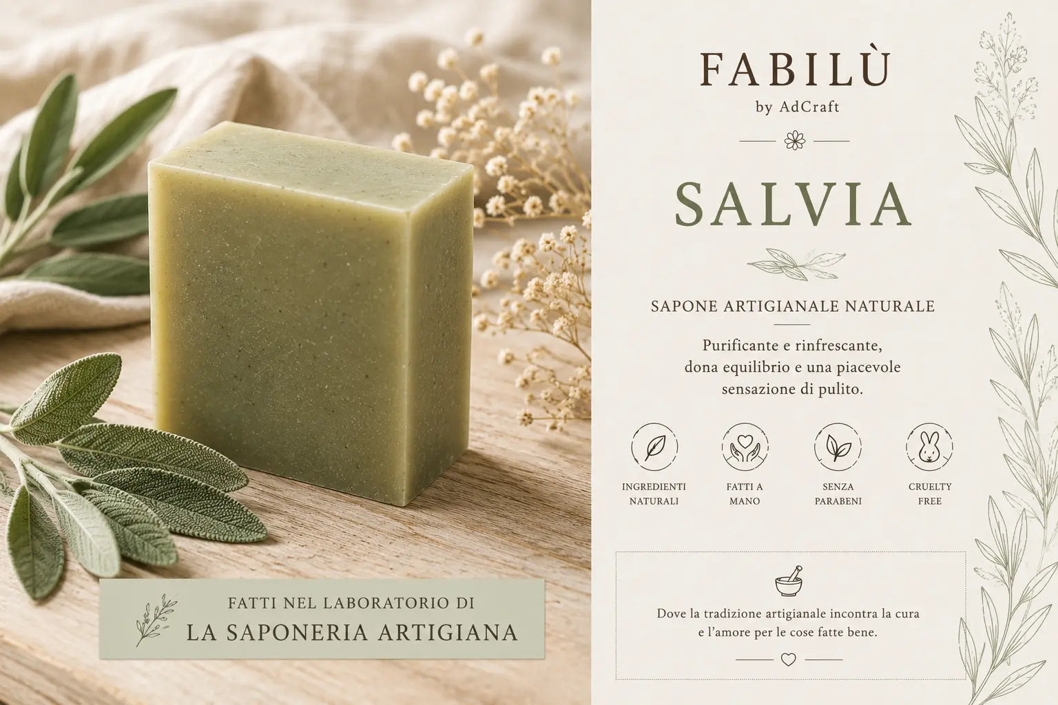 Sapone Artigianale alla Salvia – Fabilù by AdCraft