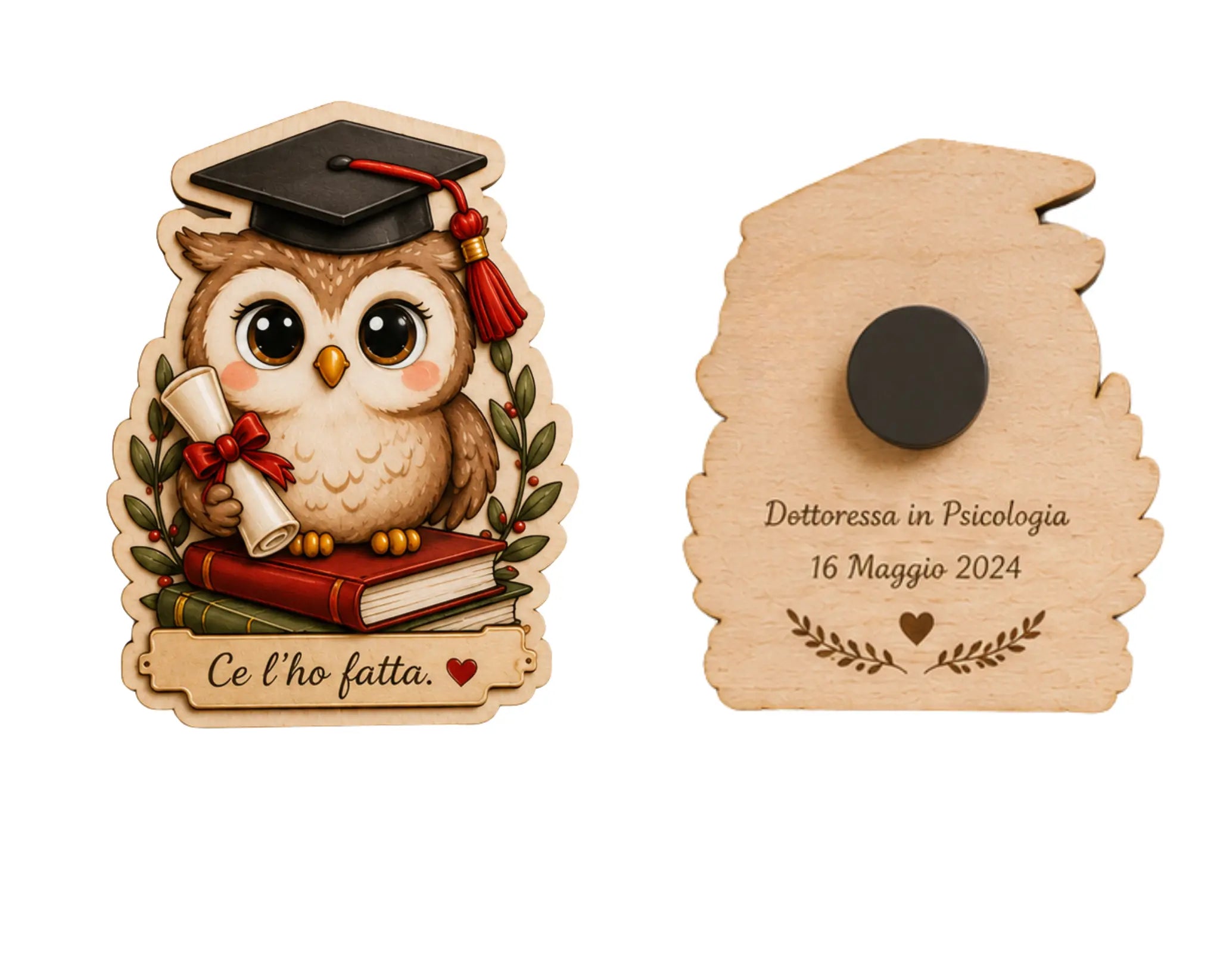 🎓 Portachiavi/Magnete Laurea Personalizzato – Bomboniera AdCraft